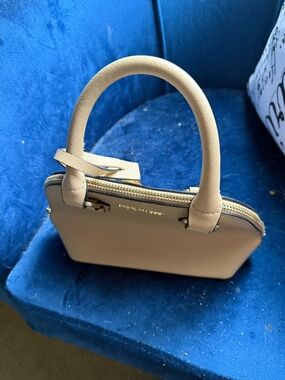 Steve Madden Light Beige Structured Top-Handle Satchel